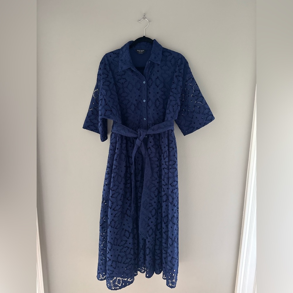 kate spade Navy Eyelet Lace Shirt Dress